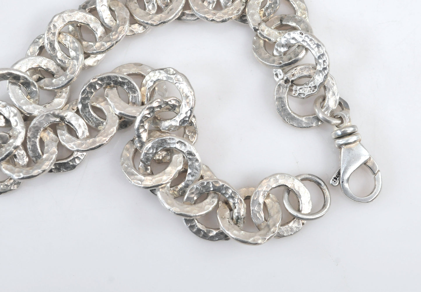 Handmade Hammered Sterling Silver Link Bracelet