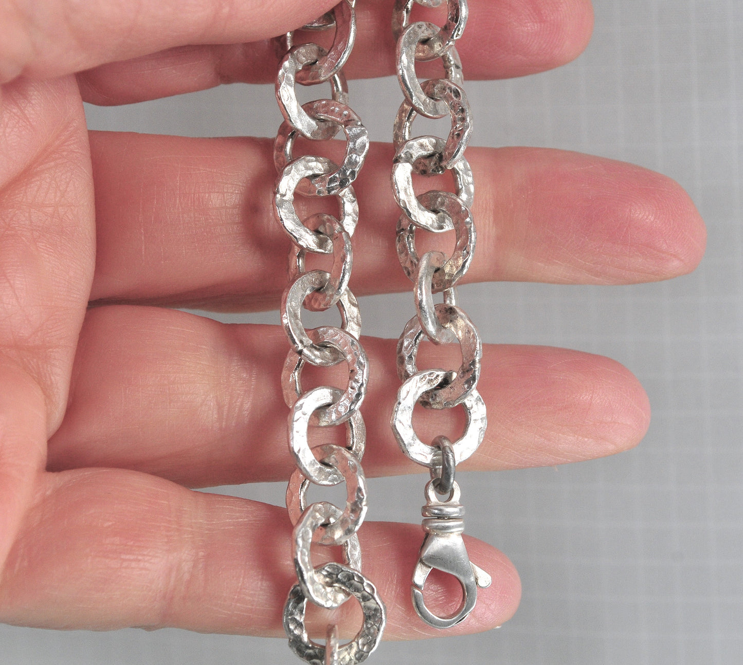 Handmade Hammered Sterling Silver Link Bracelet