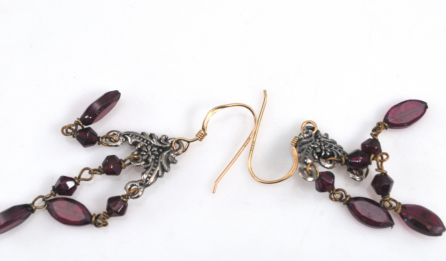 Sterling Silver Garnet Chandelier Earrings with Gold Filled Ear Wires