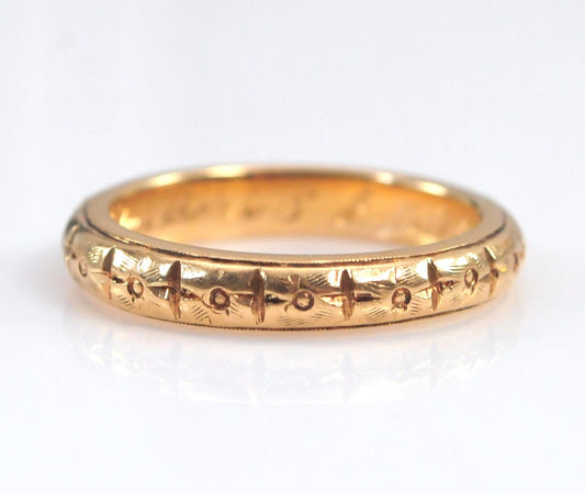 Art Deco 14K Gold Wedding Band Ring
