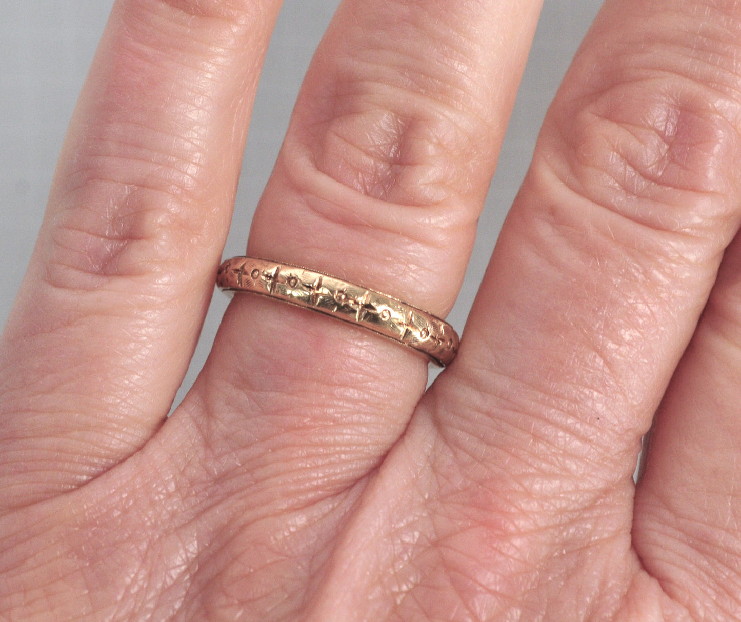Art Deco 14K Gold Wedding Band Ring