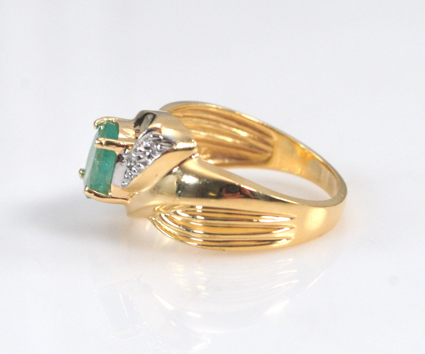 14K Gold Emerald and Diamond Ring