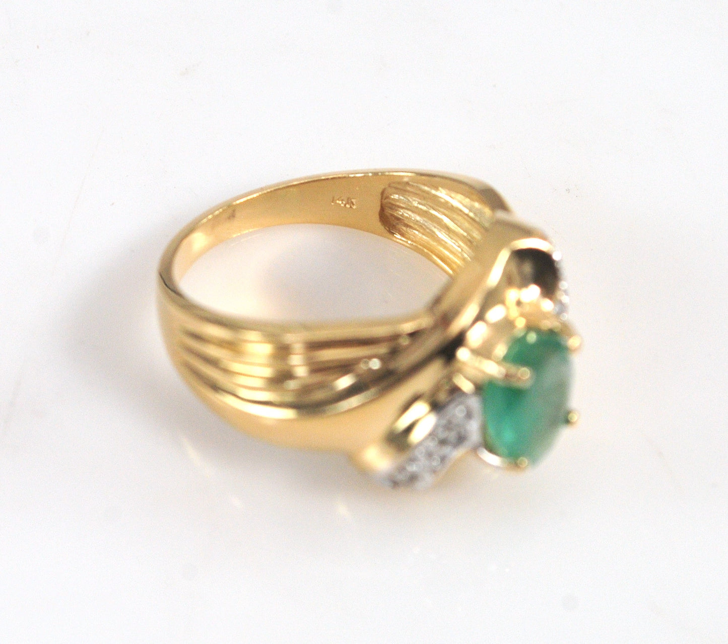 14K Gold Emerald and Diamond Ring