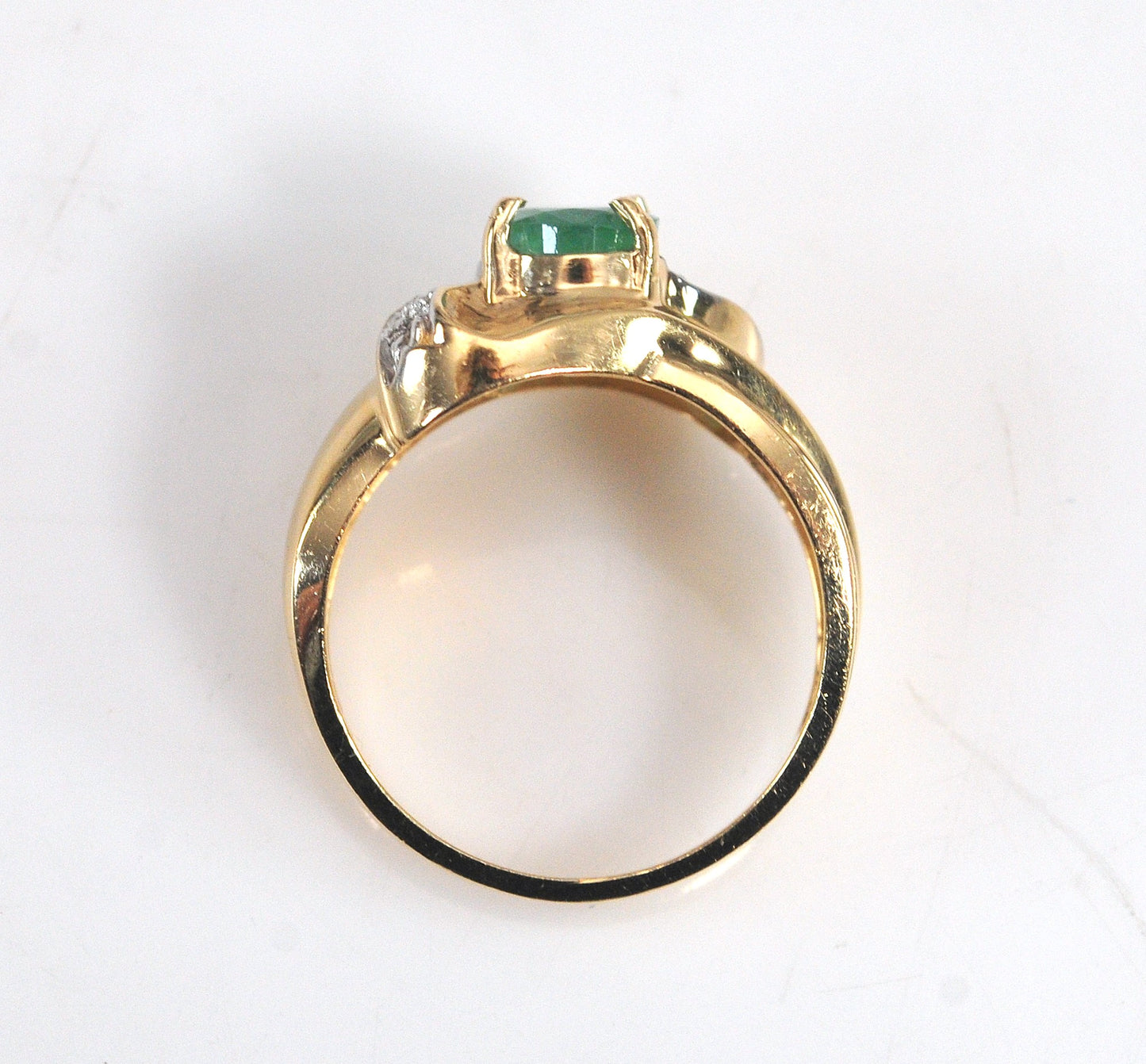 14K Gold Emerald and Diamond Ring