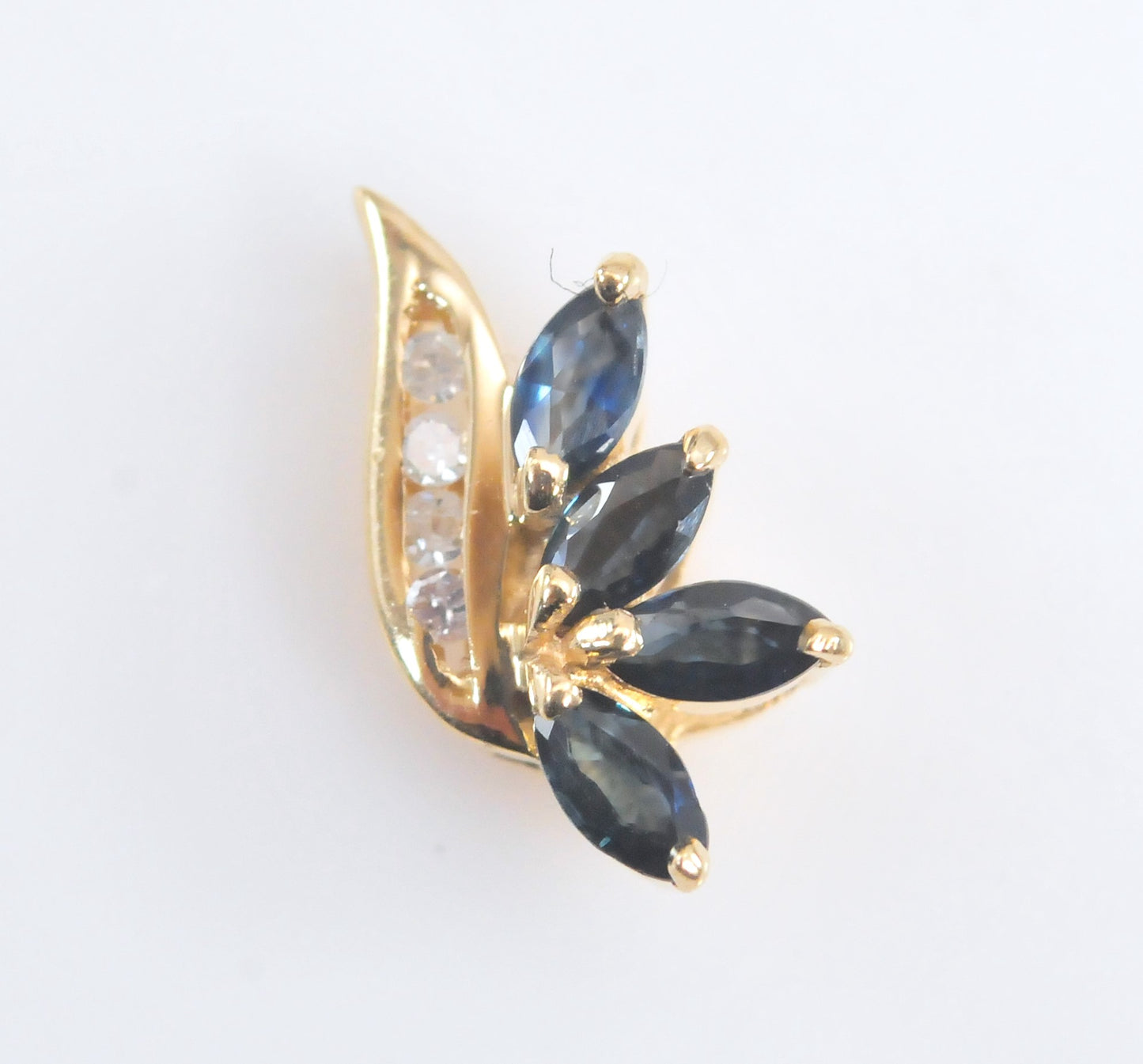 Tiny 14K Gold Sapphire and Diamond Slider Pendant