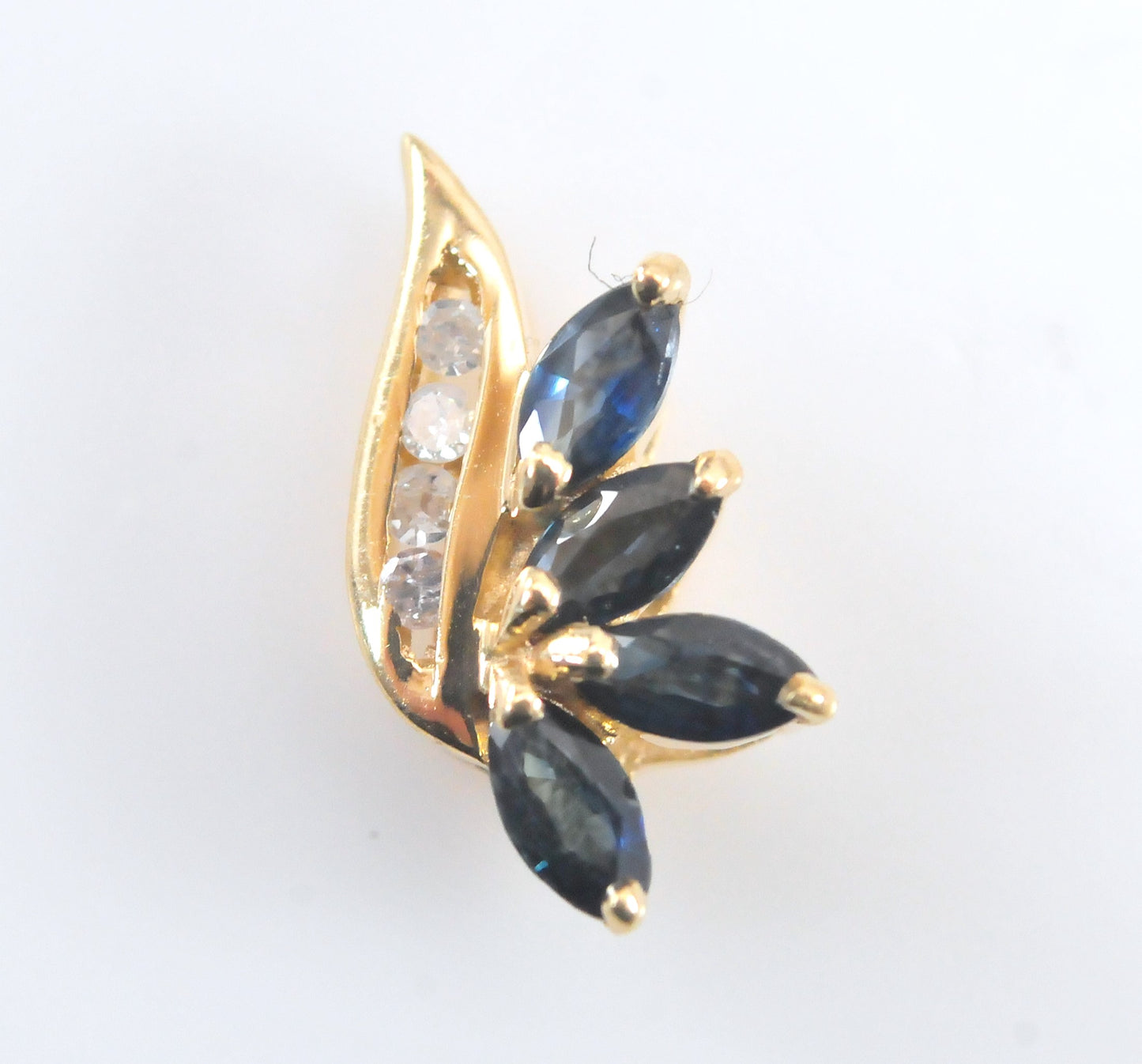 Tiny 14K Gold Sapphire and Diamond Slider Pendant