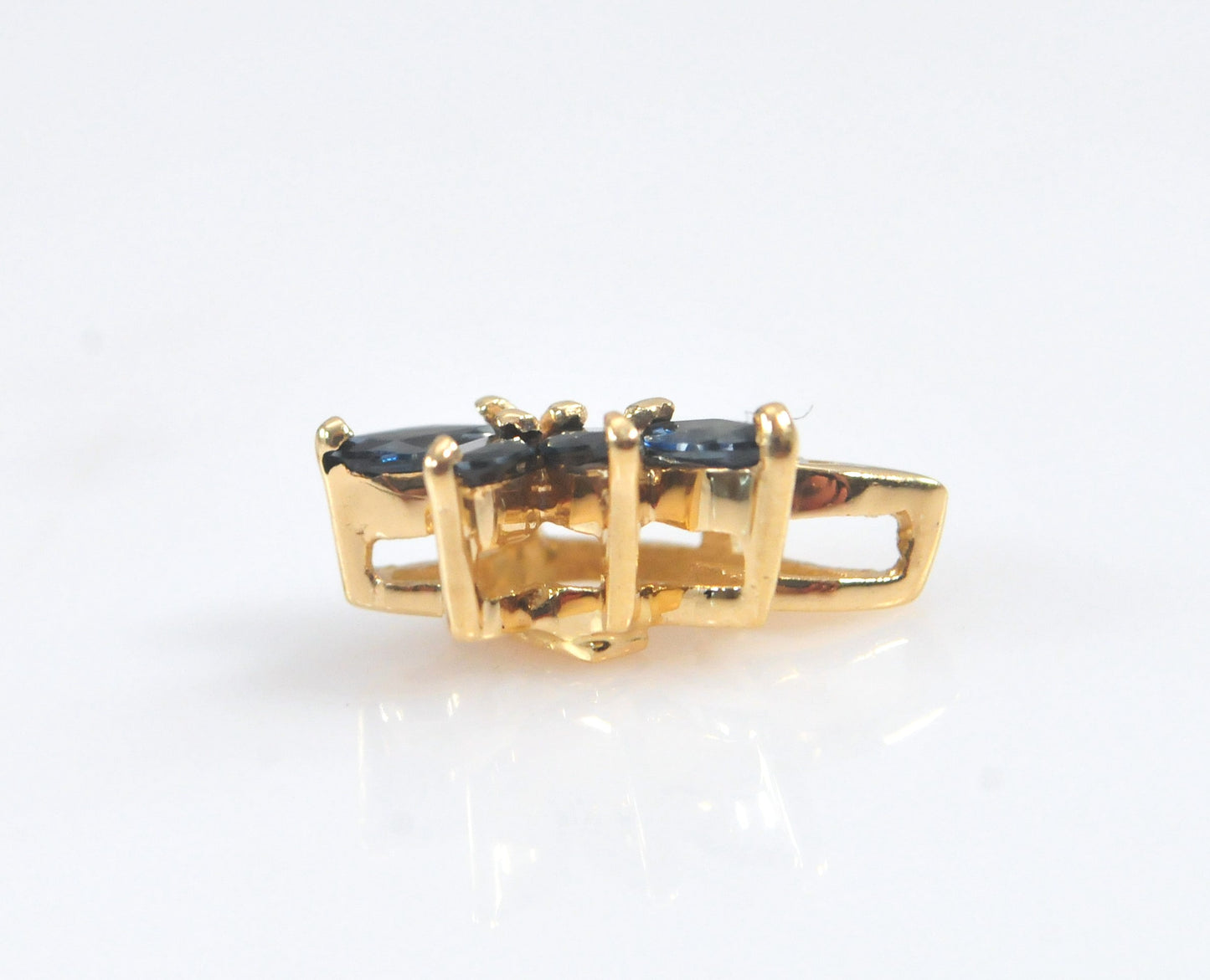 Tiny 14K Gold Sapphire and Diamond Slider Pendant