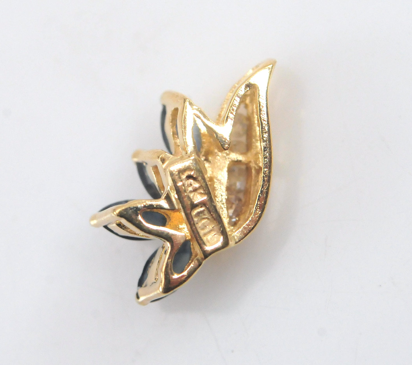 Tiny 14K Gold Sapphire and Diamond Slider Pendant