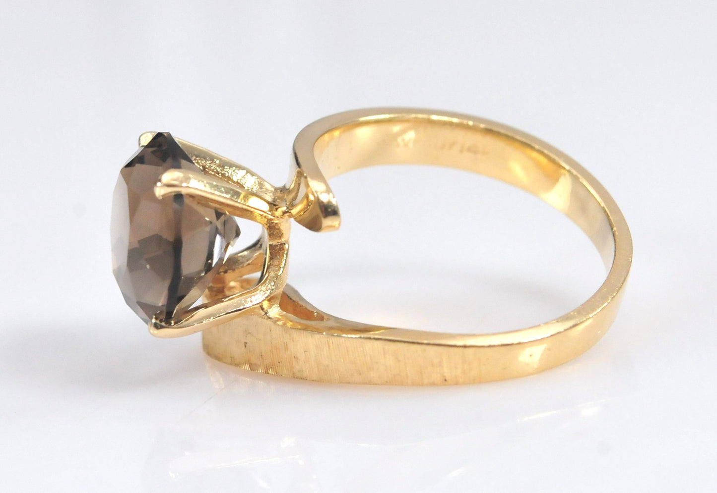 Modernist 14K Gold Smoky Quartz Statement Ring
