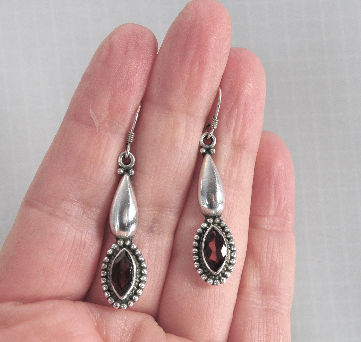 Sterling Silver Garnet Earrings