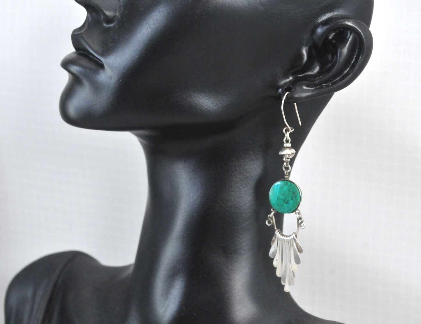 Long Native American Sterling Silver Fringe Earrings