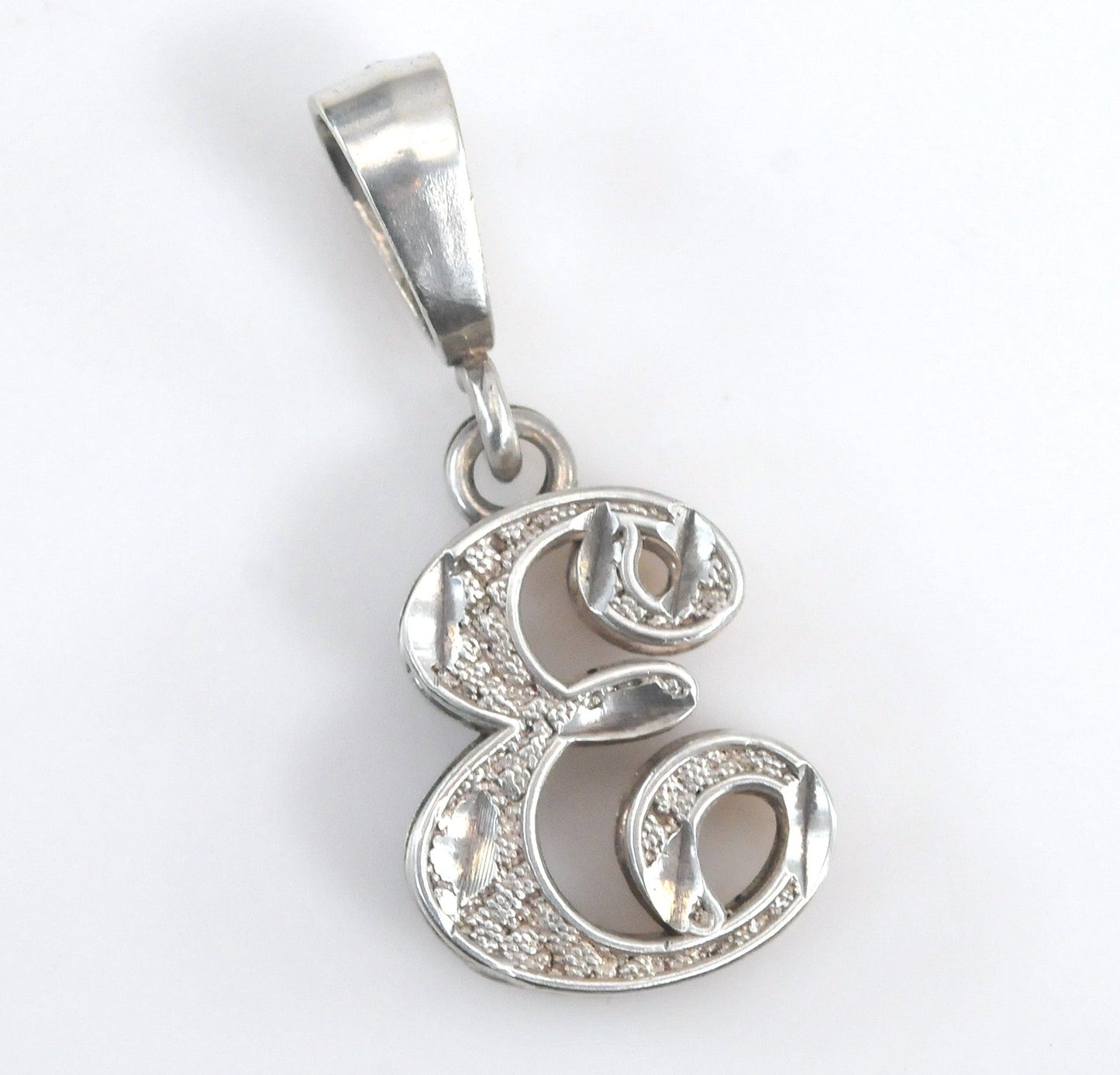 Signed Sterling Silver Initial E Pendant