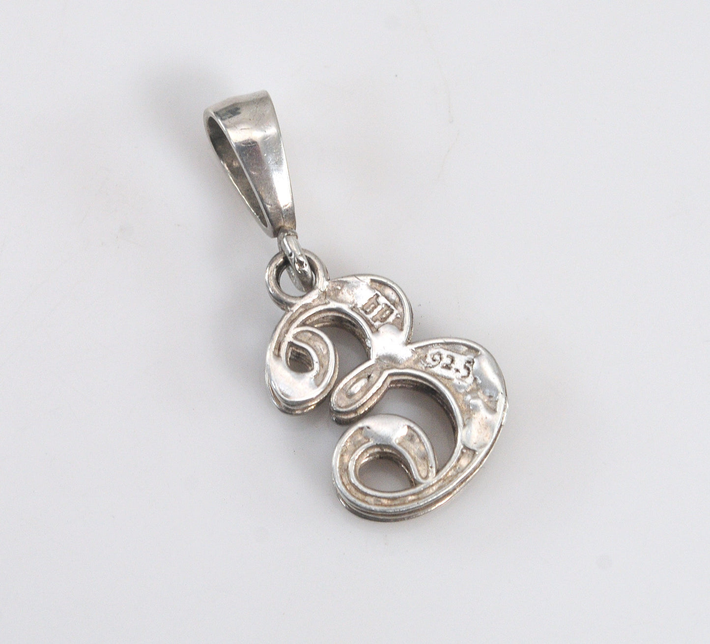 Signed Sterling Silver Initial E Pendant