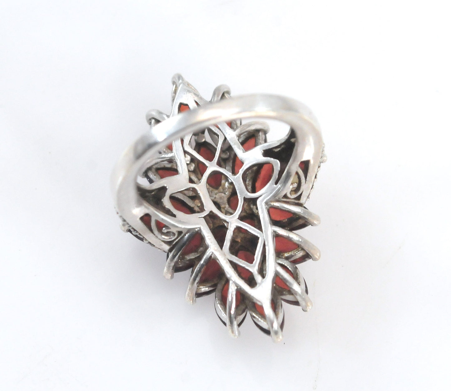 Chuck Clemency 925 Sterling Silver Garnet Cluster Cocktail Ring