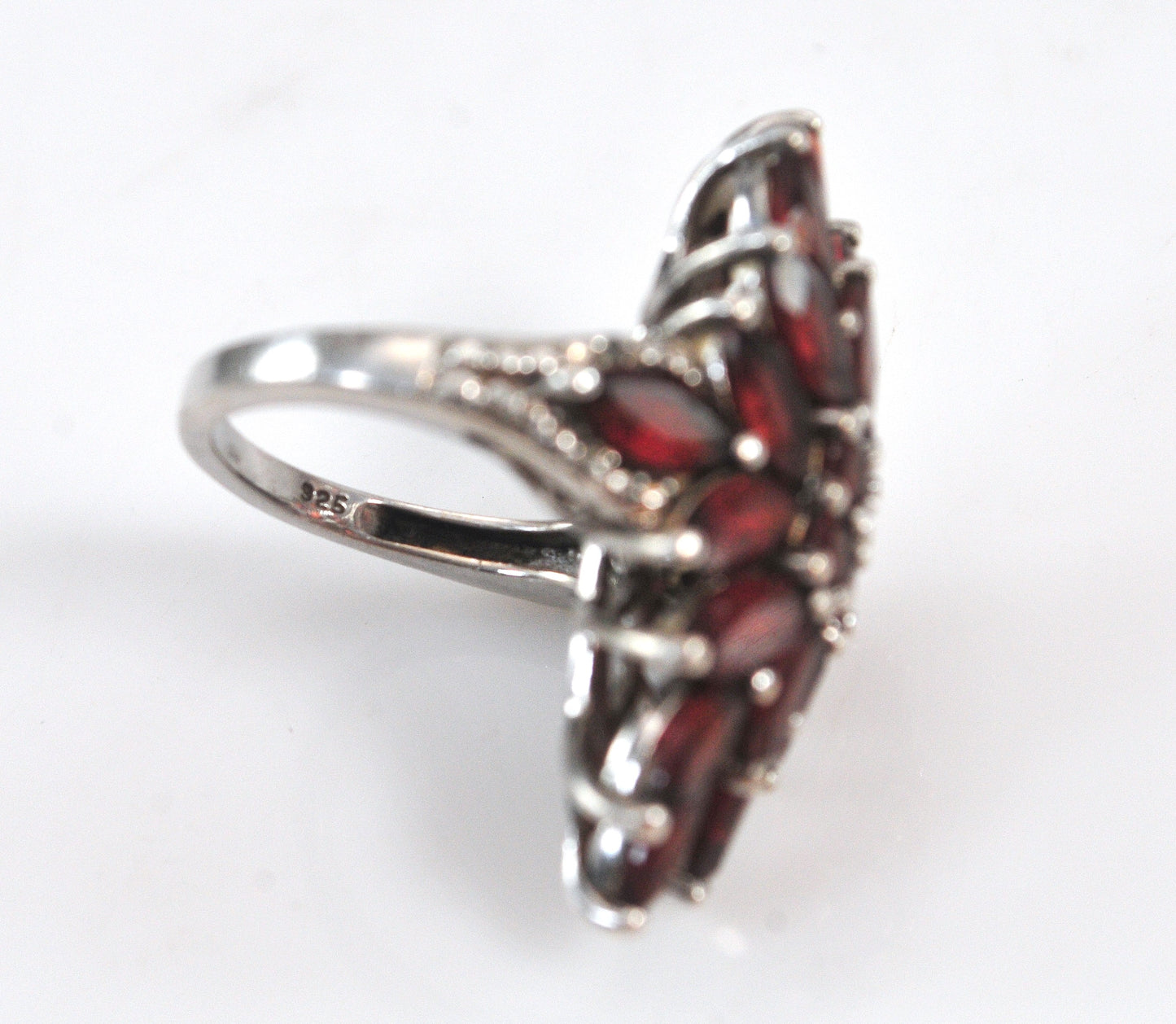 Chuck Clemency 925 Sterling Silver Garnet Cluster Cocktail Ring