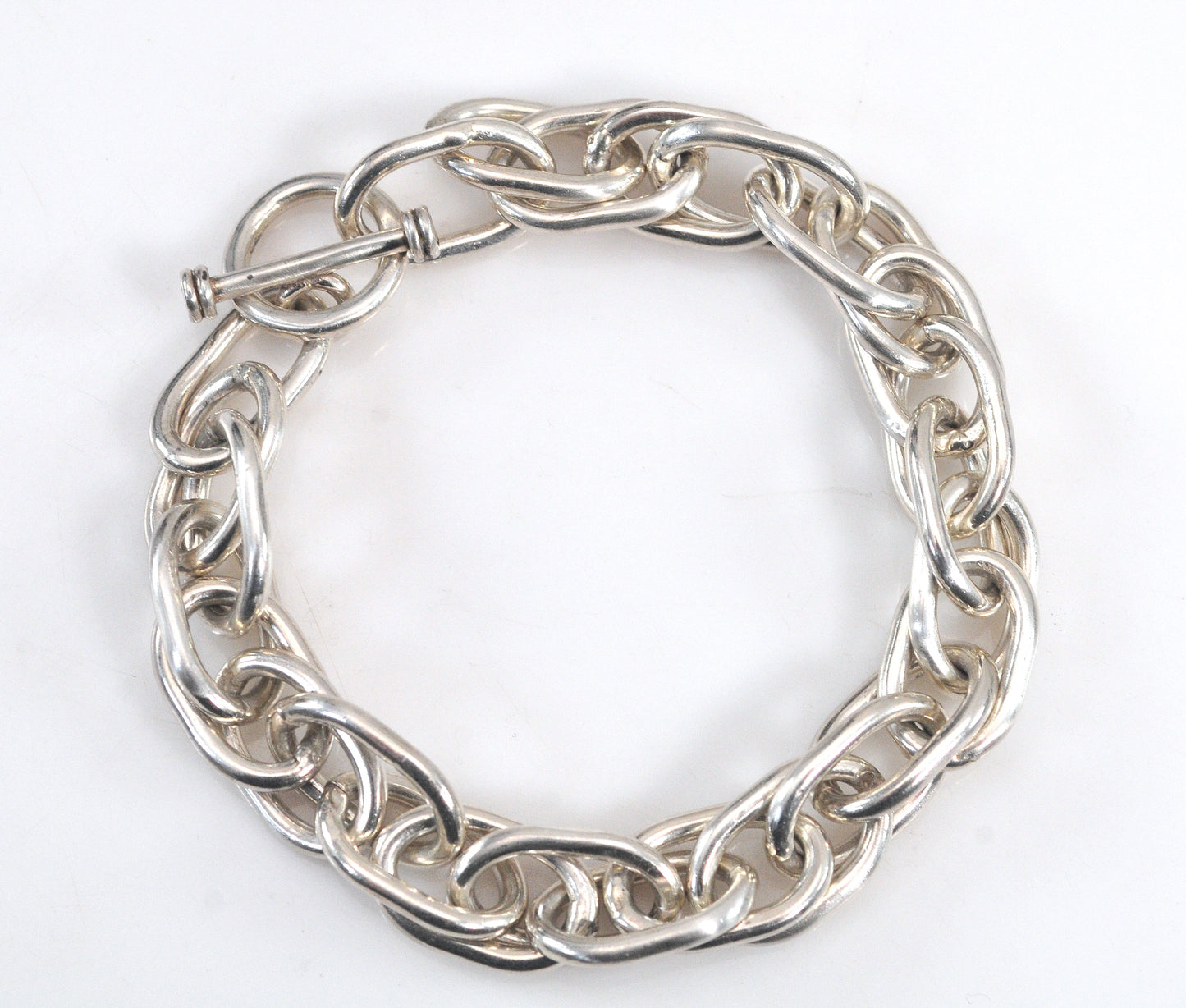 Heavy Sterling Silver Link Toggle Bracelet