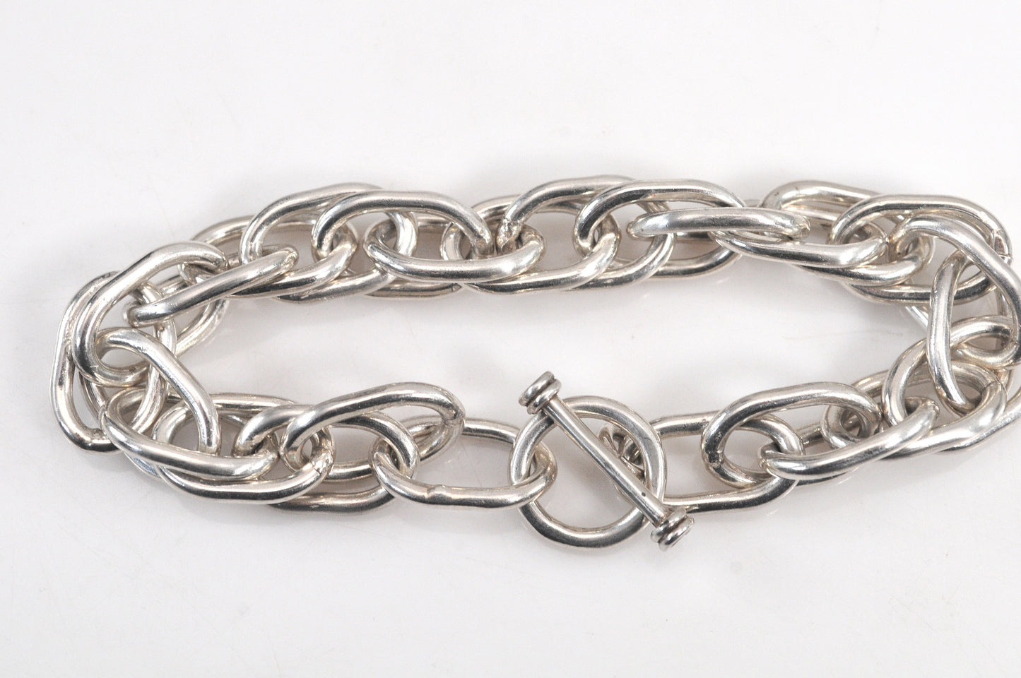 Heavy Sterling Silver Link Toggle Bracelet