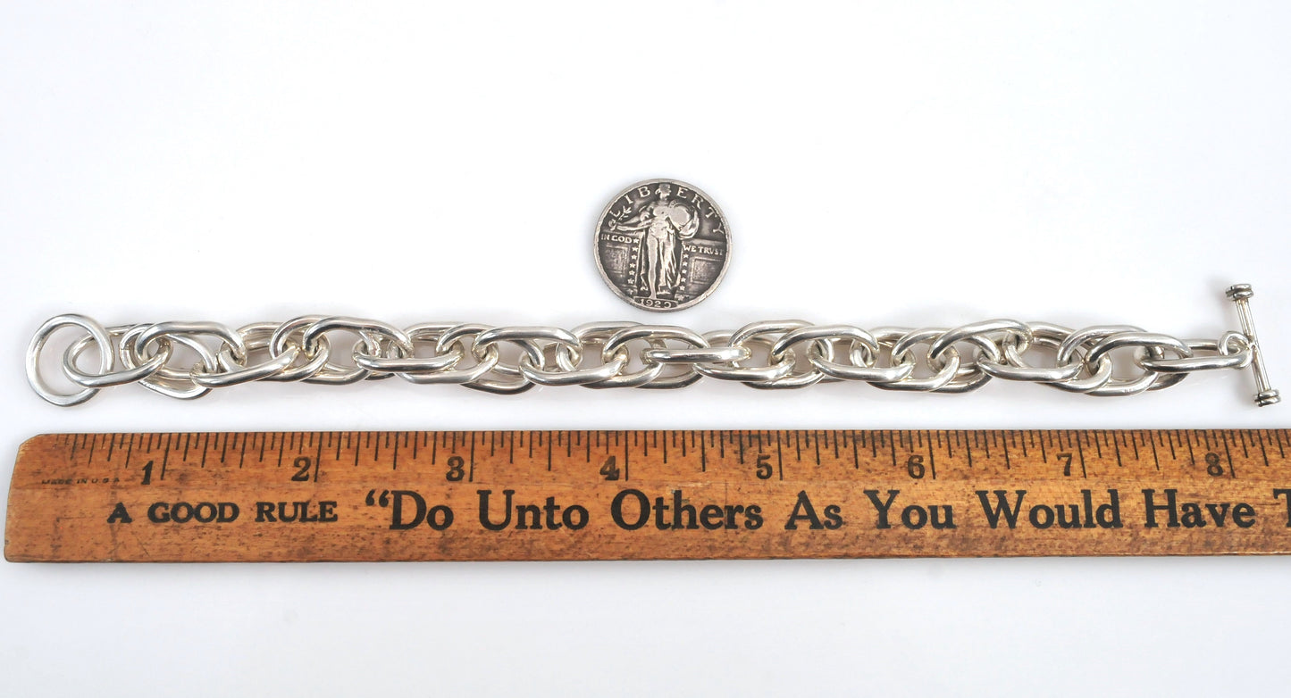 Heavy Sterling Silver Link Toggle Bracelet