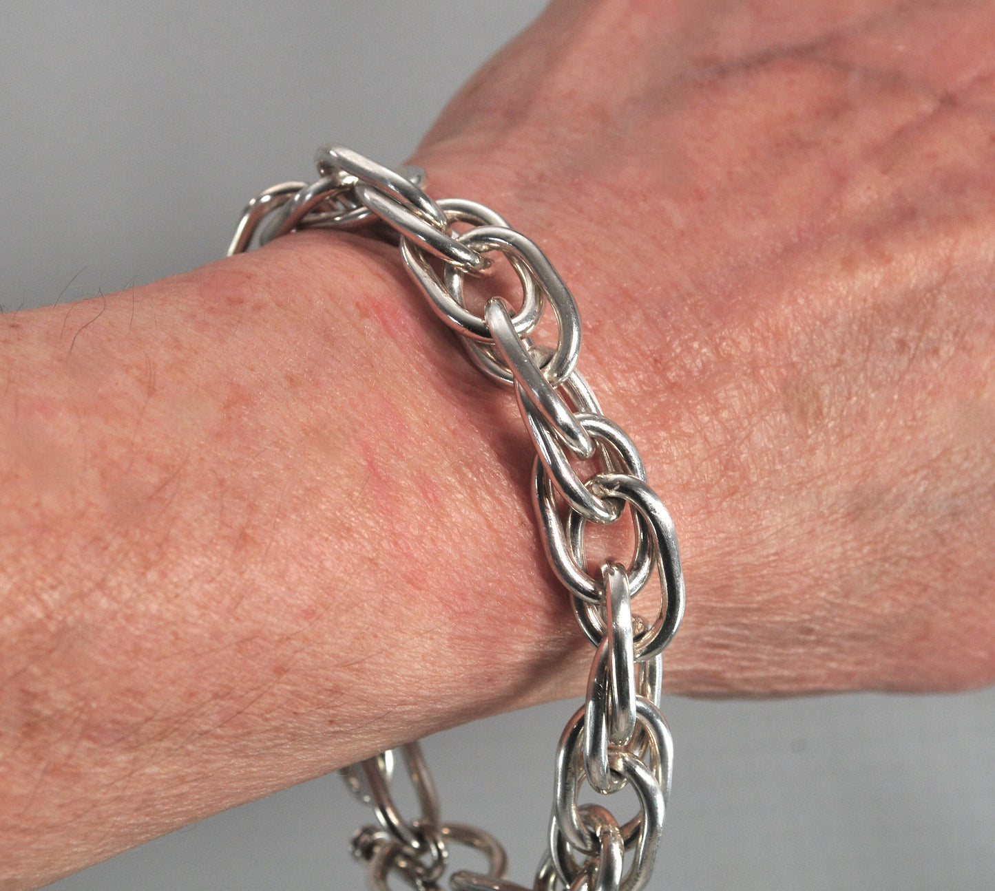 Heavy Sterling Silver Link Toggle Bracelet