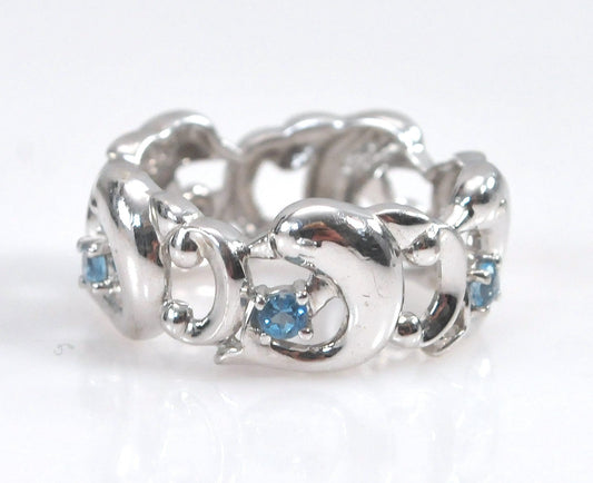 Concorde Collection Sterling Silver Blue Topaz Dolphin Ring