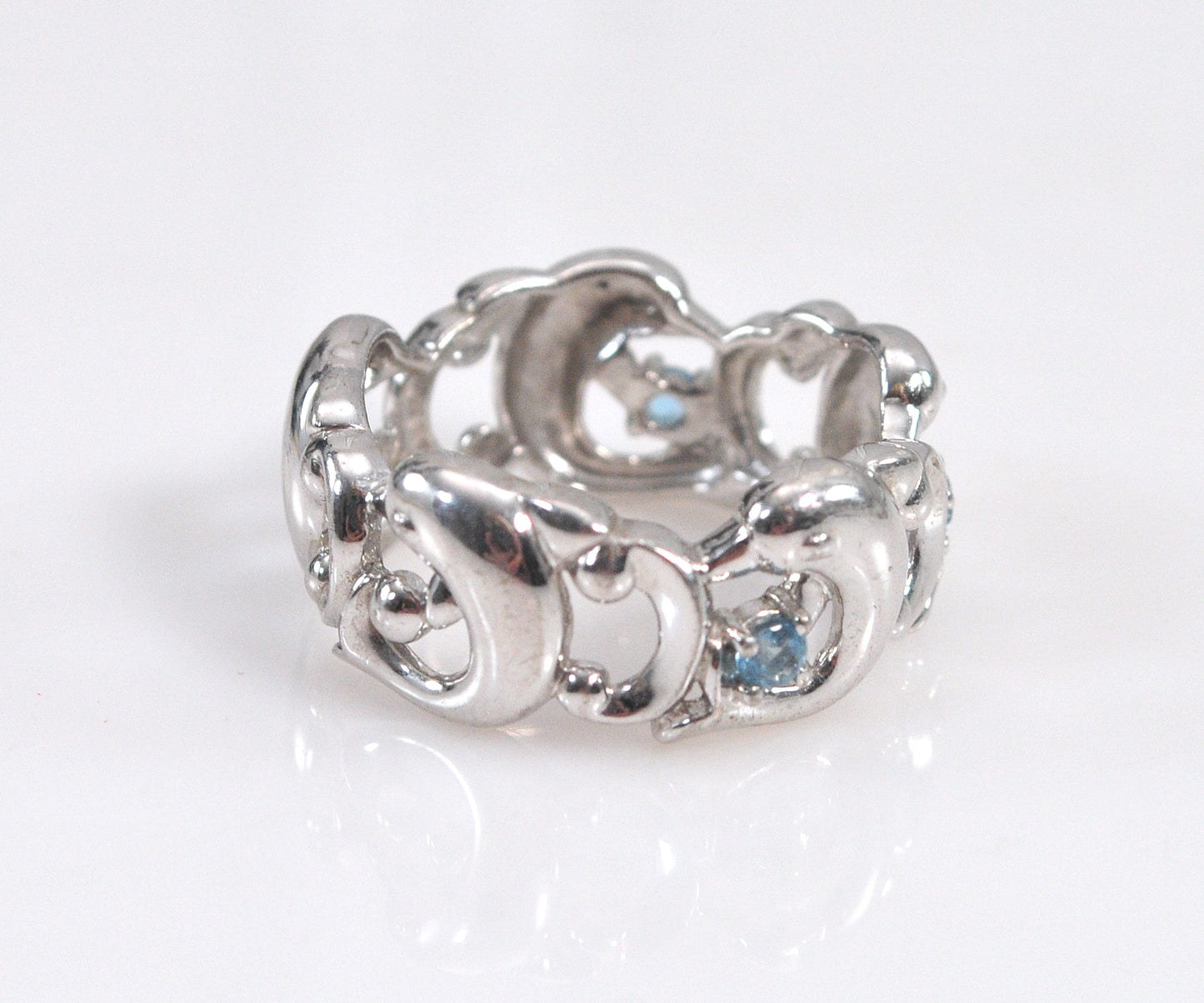 Concorde Collection Sterling Silver Blue Topaz Dolphin Ring