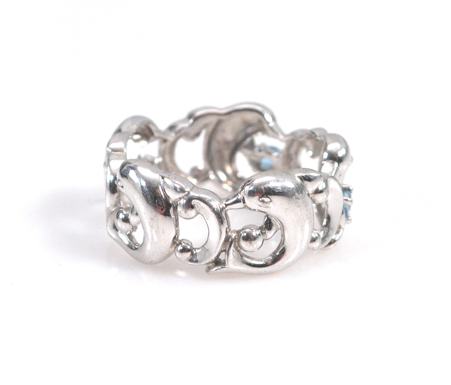 Concorde Collection Sterling Silver Blue Topaz Dolphin Ring