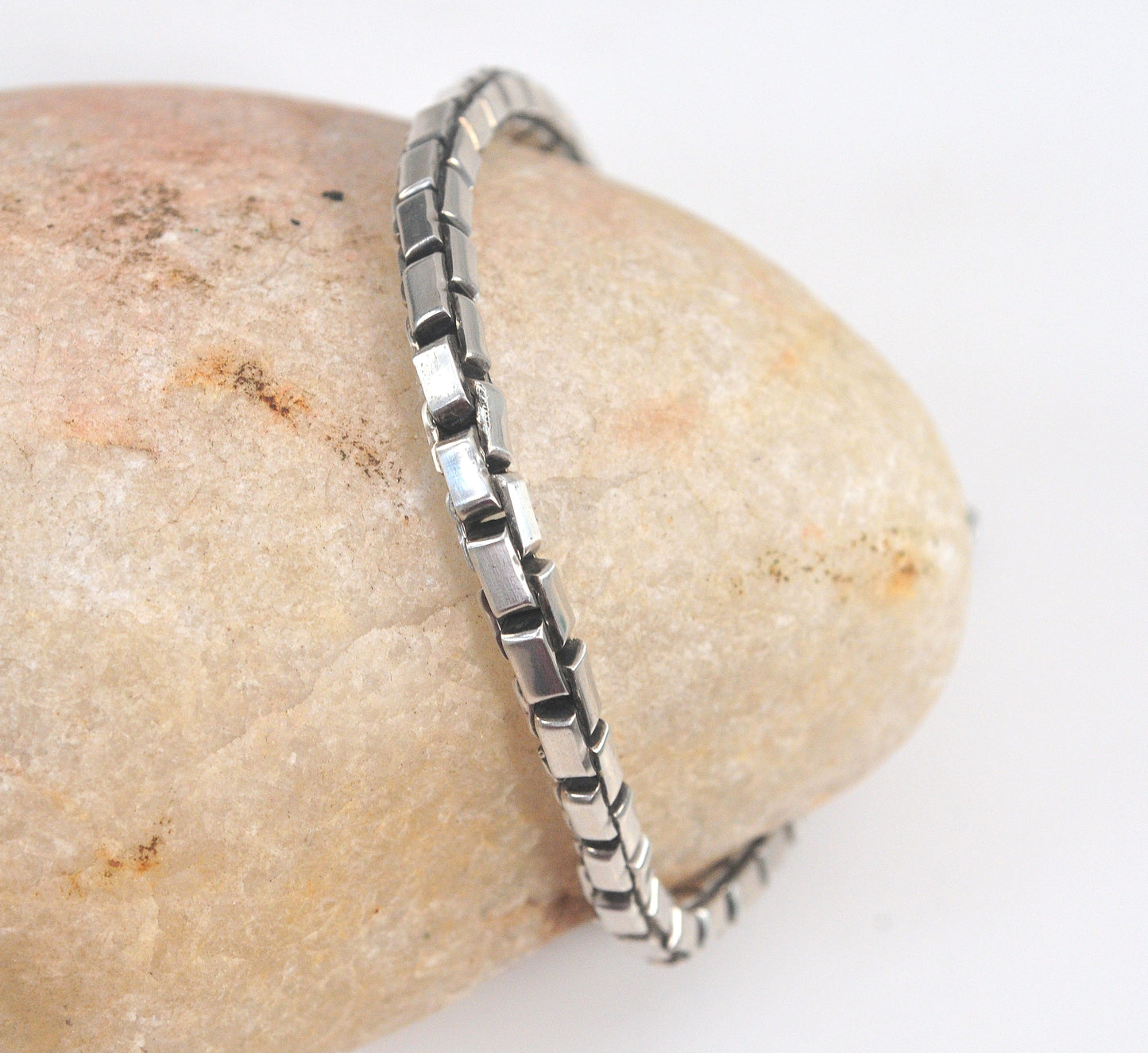 AS IS - Heavy Sterling Silver Box Chain Bracelet