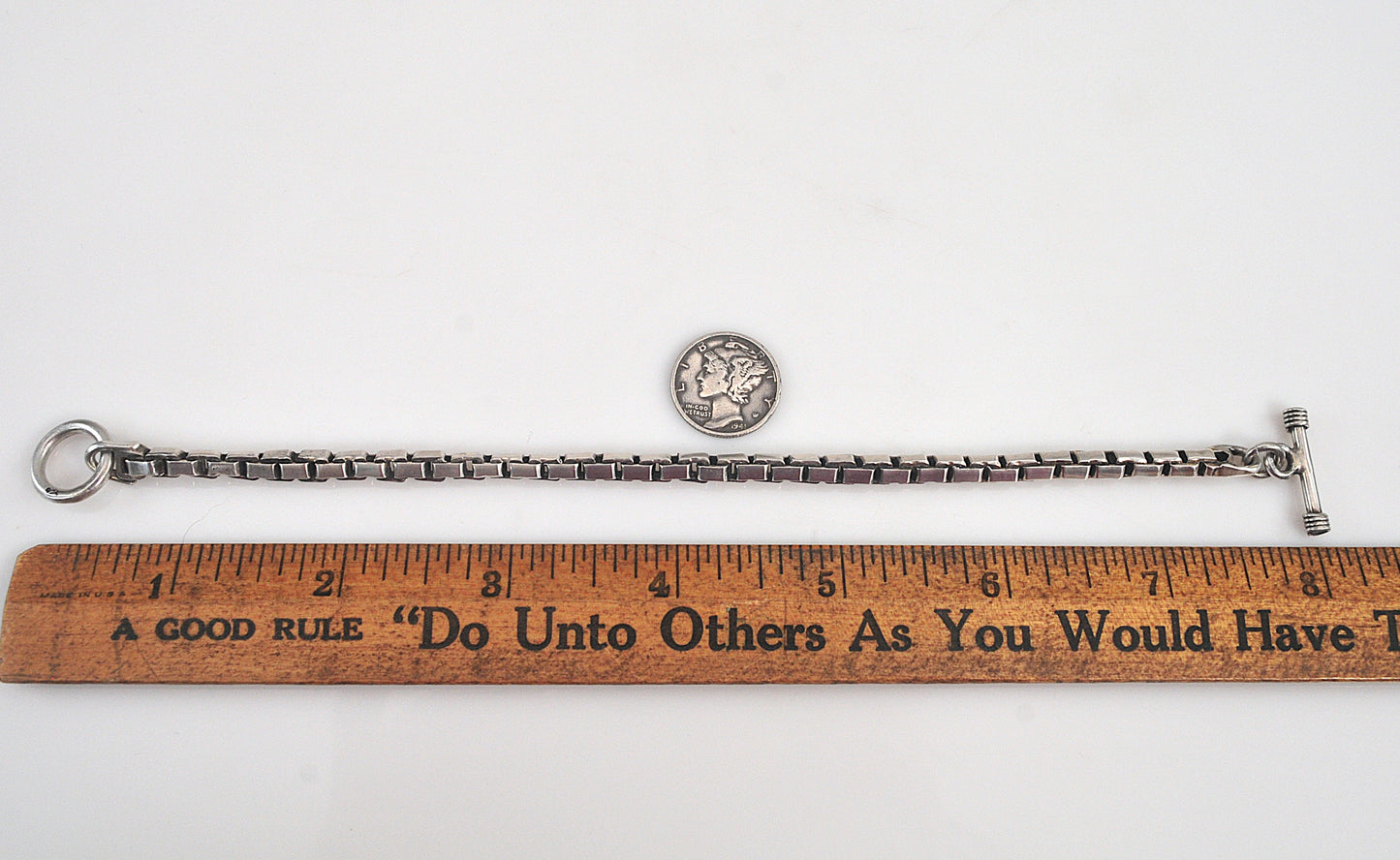 AS IS - Heavy Sterling Silver Box Chain Bracelet