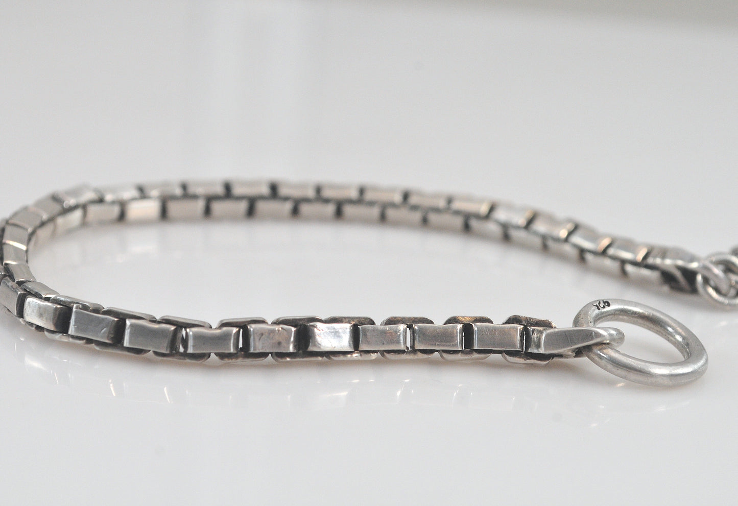 AS IS - Heavy Sterling Silver Box Chain Bracelet
