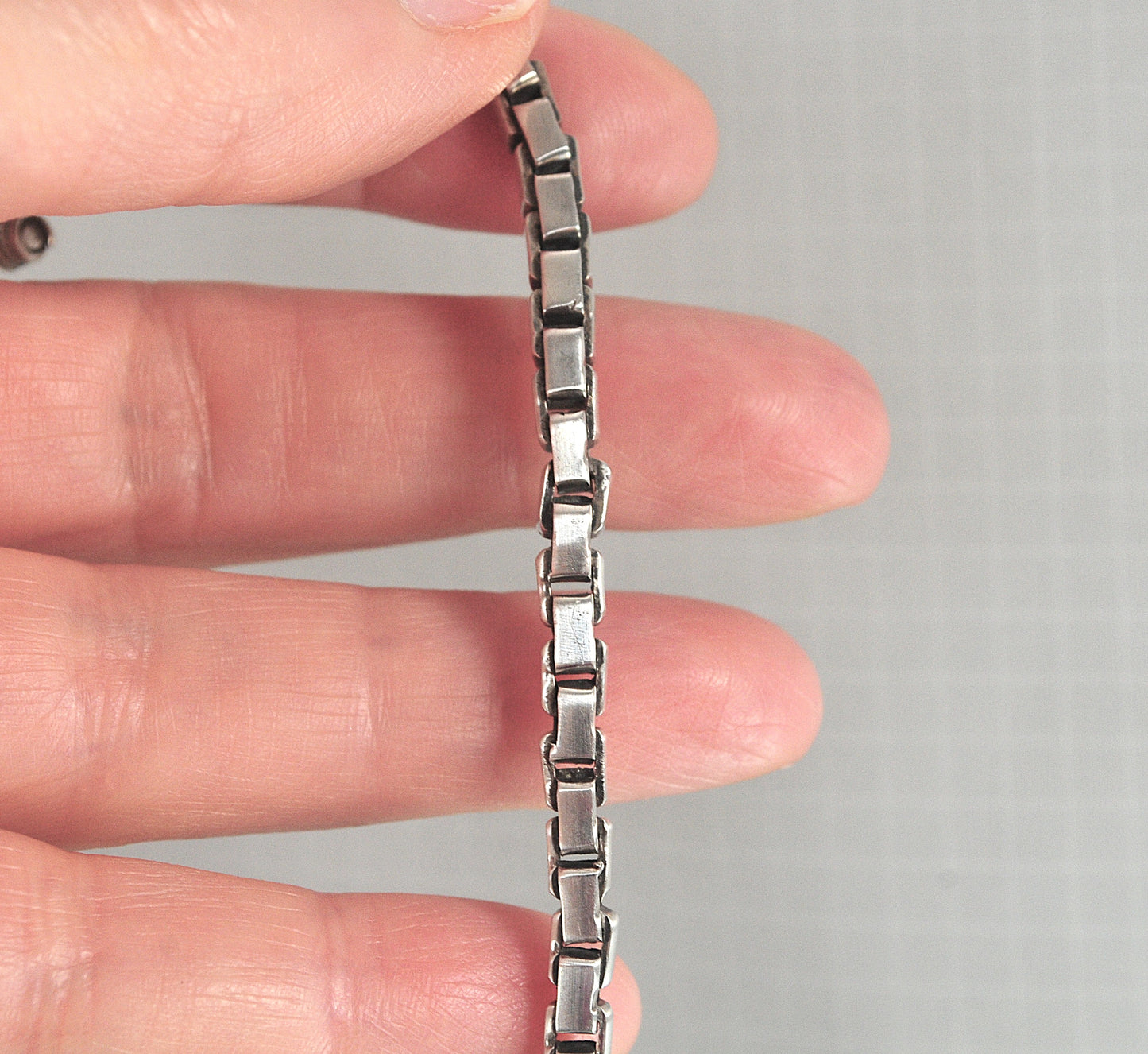 AS IS - Heavy Sterling Silver Box Chain Bracelet