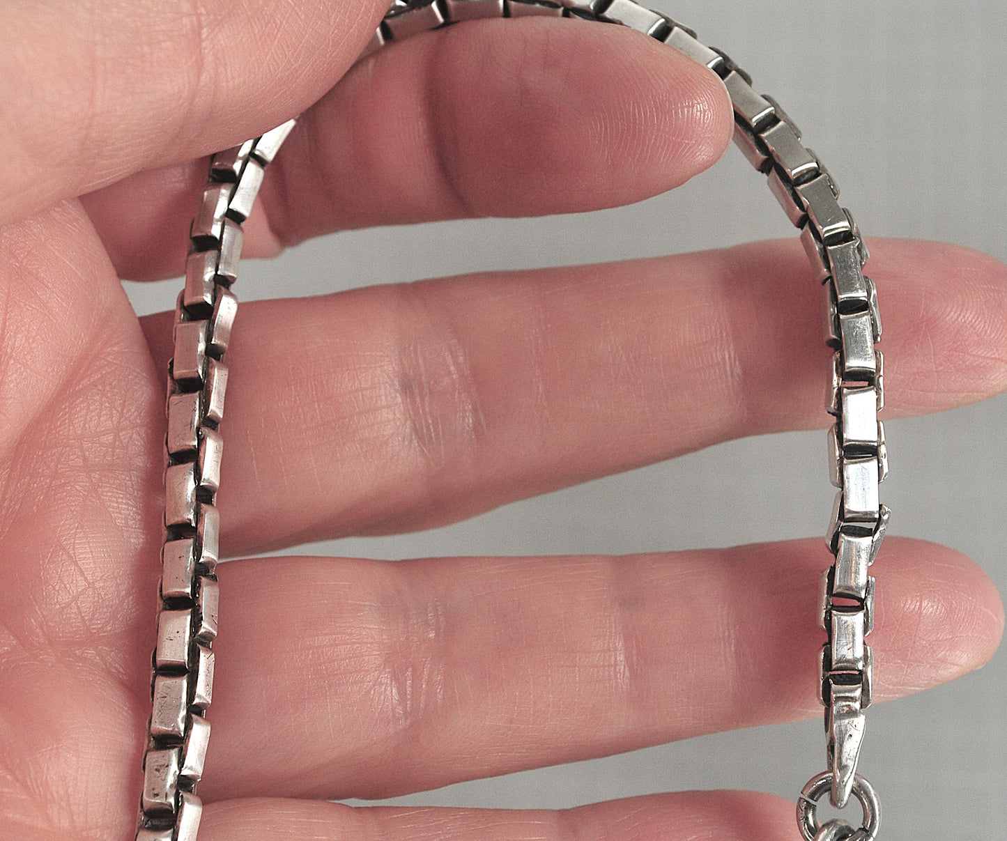 AS IS - Heavy Sterling Silver Box Chain Bracelet