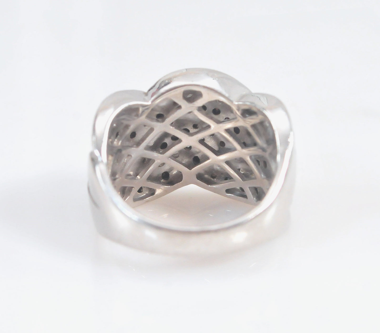 Signed Sterling Silver Black and White Diamond Ring