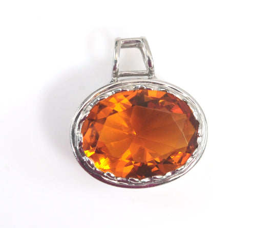 Large Sterling Silver Orange Stone Slider Pendant