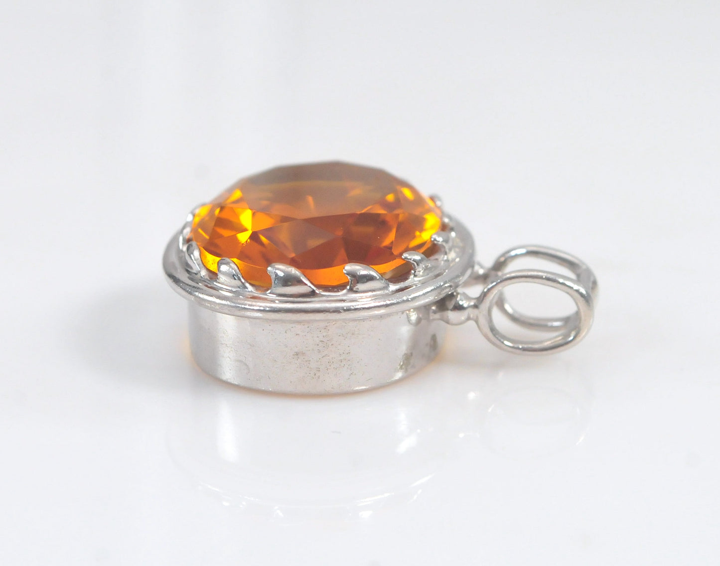 Large Sterling Silver Orange Stone Slider Pendant