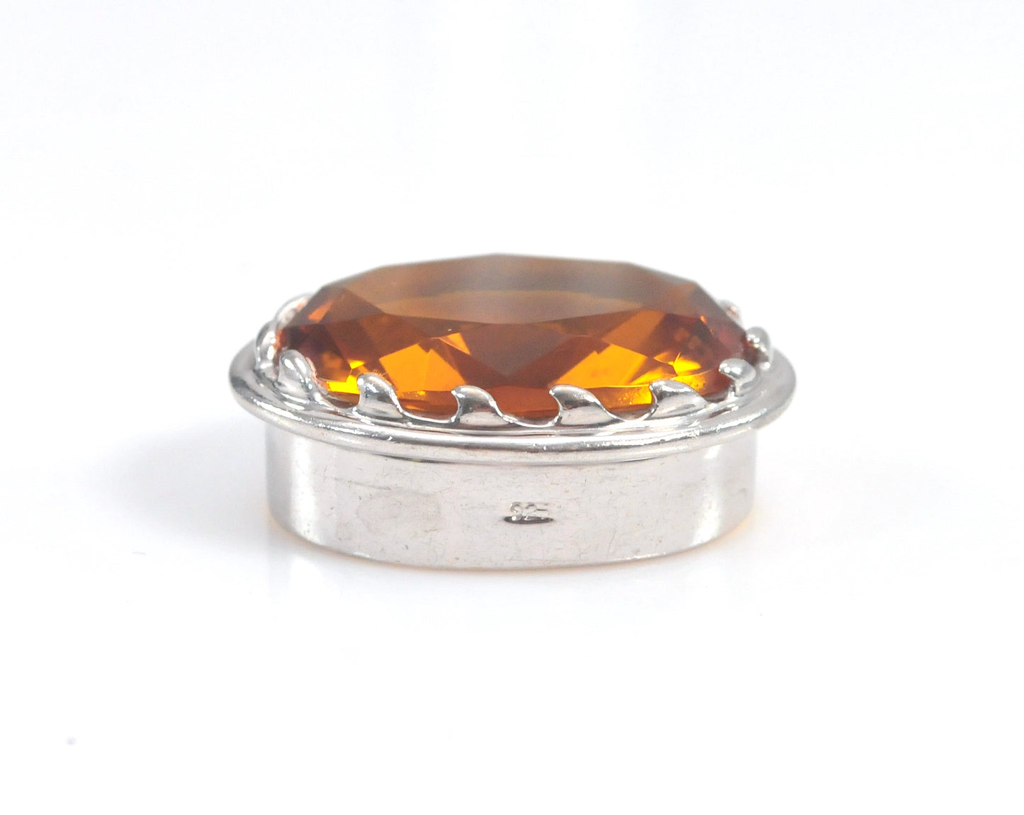 Large Sterling Silver Orange Stone Slider Pendant