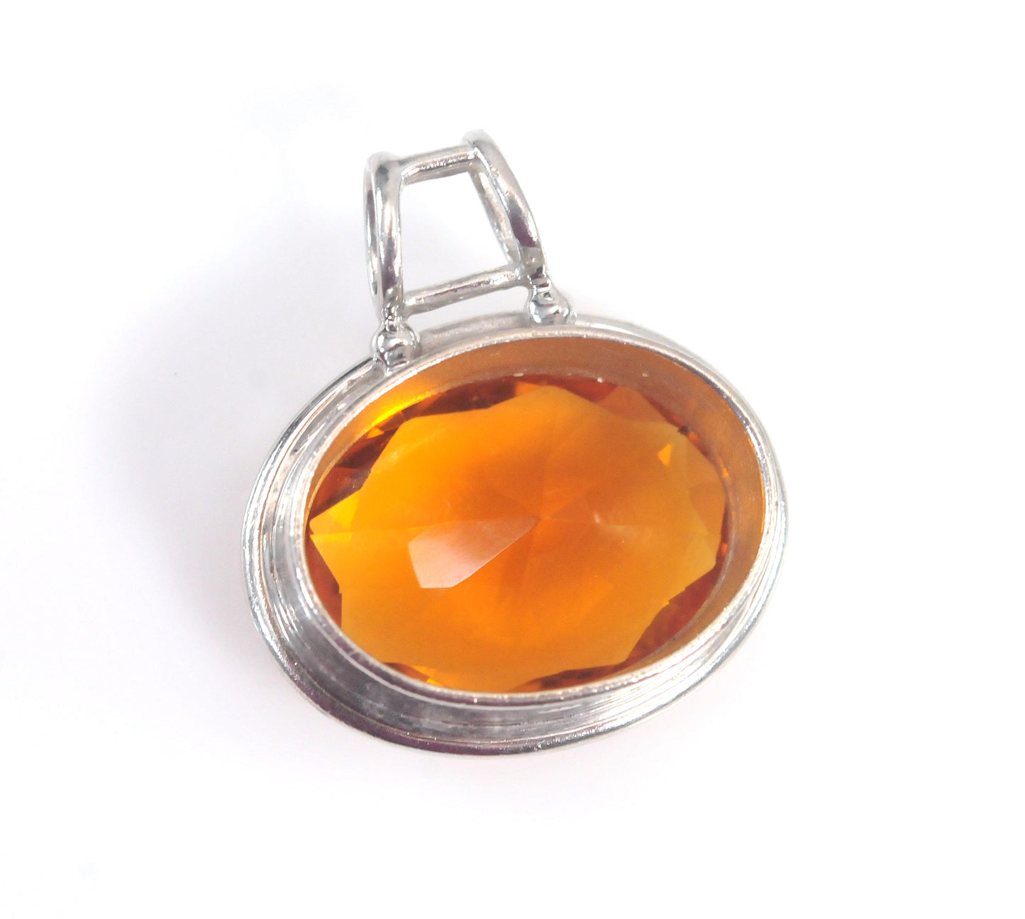 Large Sterling Silver Orange Stone Slider Pendant