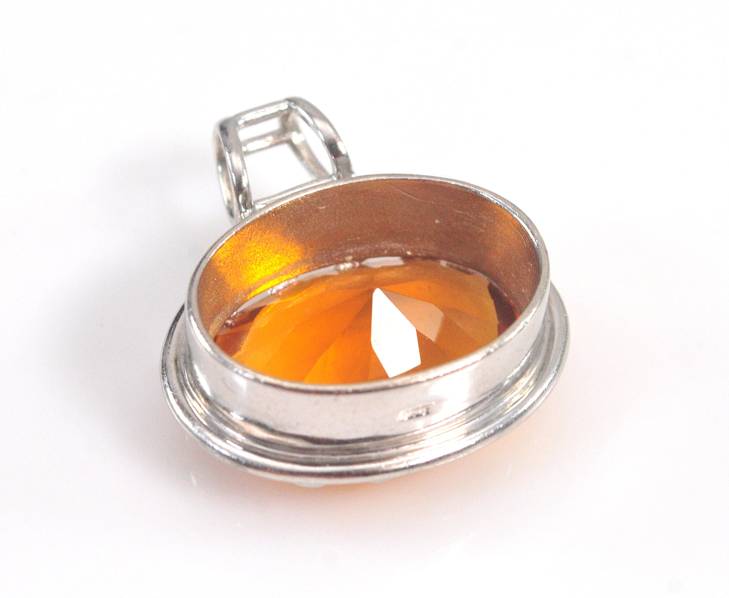 Large Sterling Silver Orange Stone Slider Pendant
