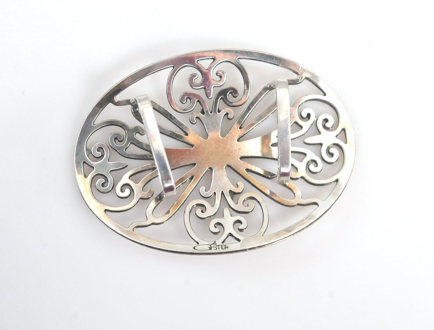 Vintage Signed Sterling Silver Belt Sash Slide Buckle