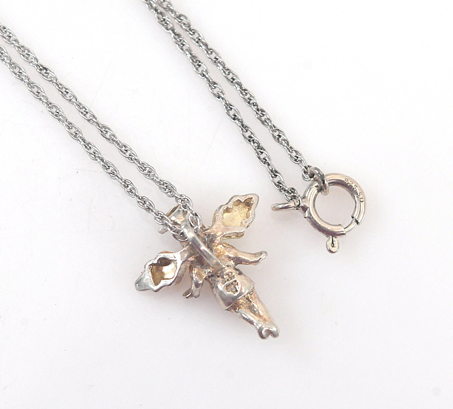 TINY Black Hills Sterling Silver 12K Gold Angel Pendant Necklace