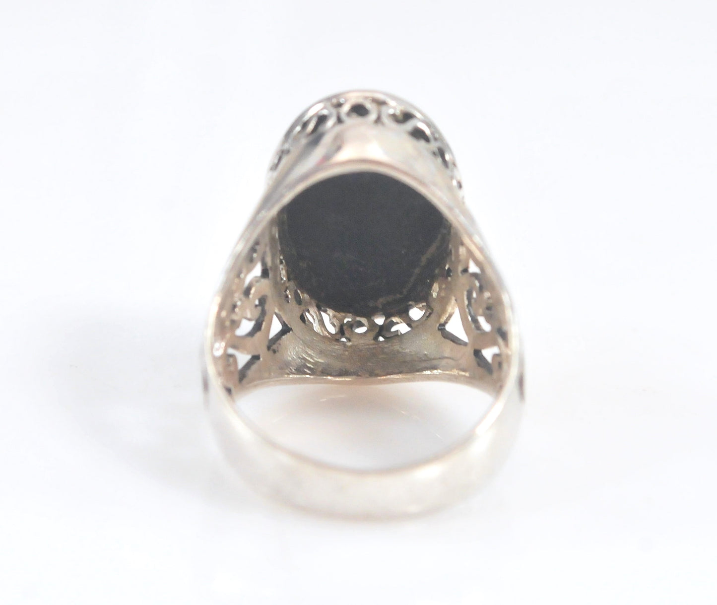Chunky Oval Sterling Silver Black Onyx Ring