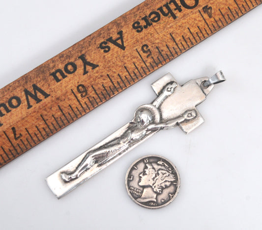Unique Vintage Sterling Silver Crucifix Pendant