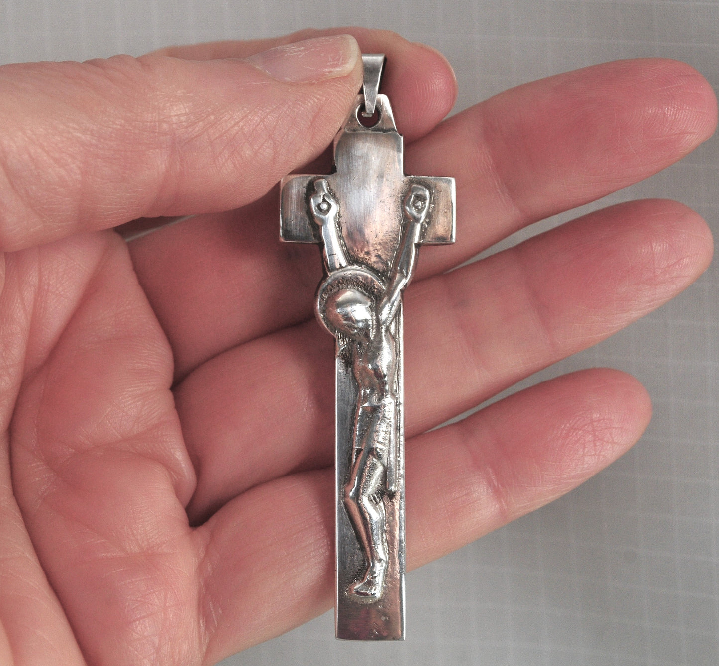 Unique Vintage Sterling Silver Crucifix Pendant