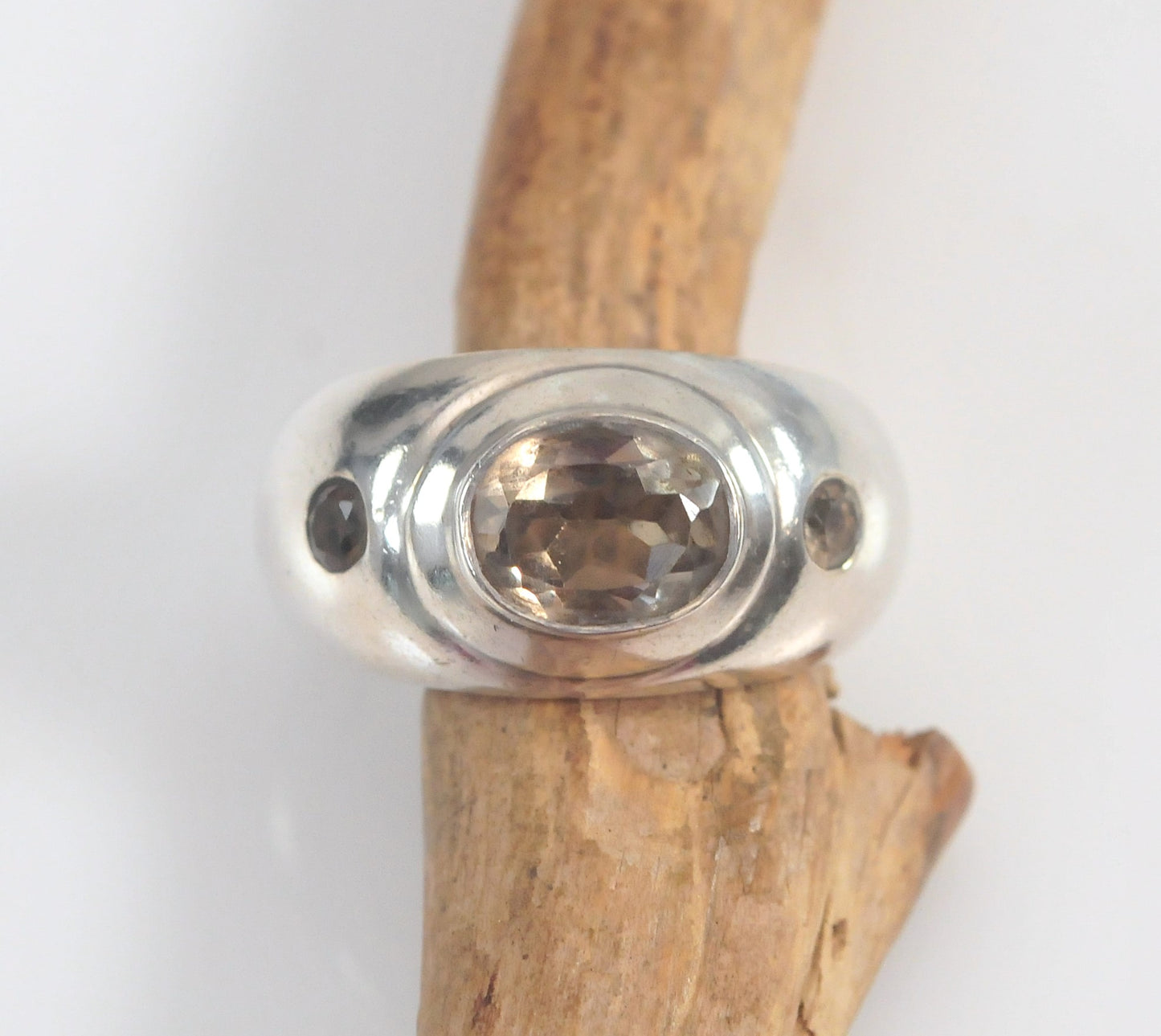 Chunky Sterling Silver Smoky Quartz Ring