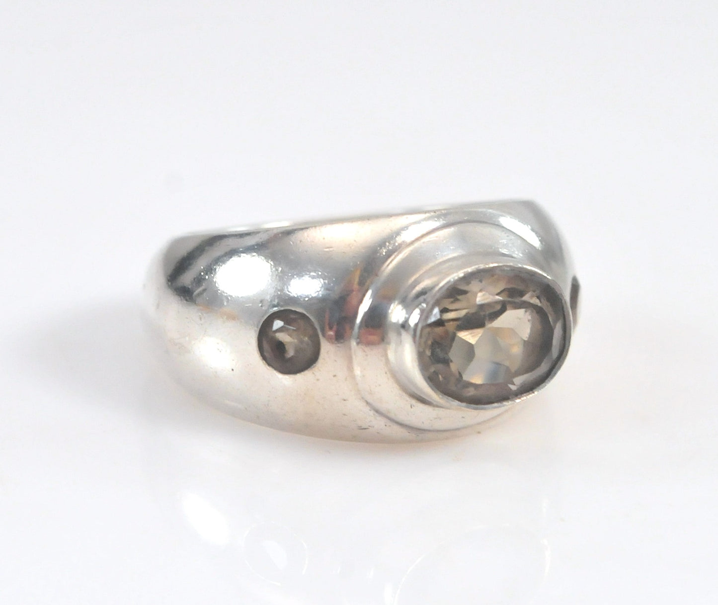 Chunky Sterling Silver Smoky Quartz Ring