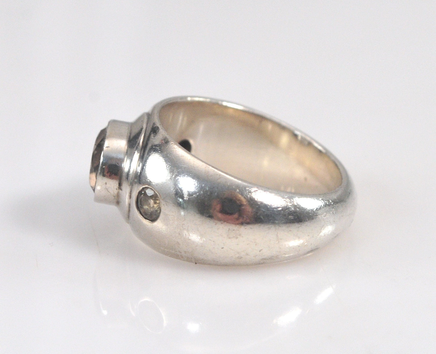 Chunky Sterling Silver Smoky Quartz Ring