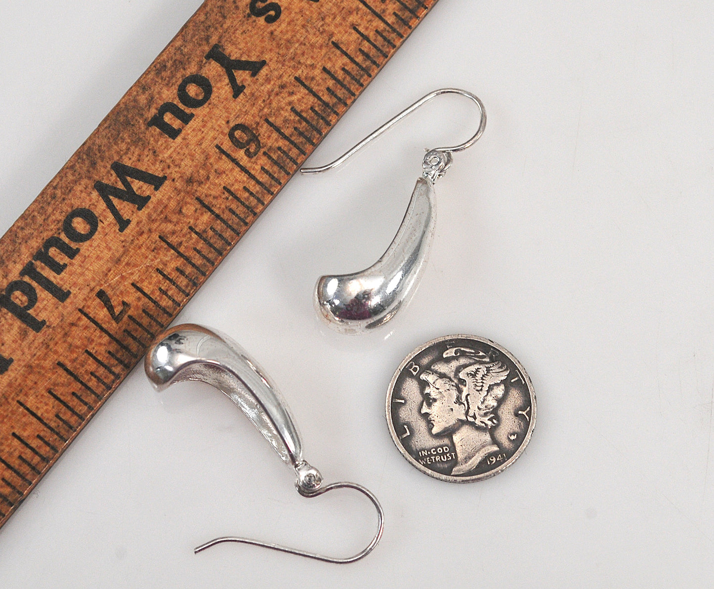 Signed Sterling Silver Teardrop Earrings