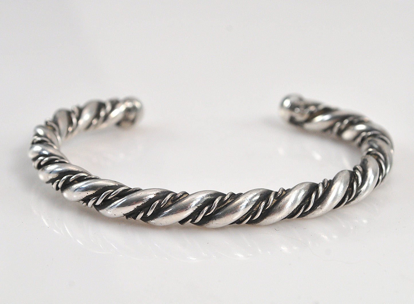 Vintage Navajo Sterling Silver Rope Twist Cuff Bracelet