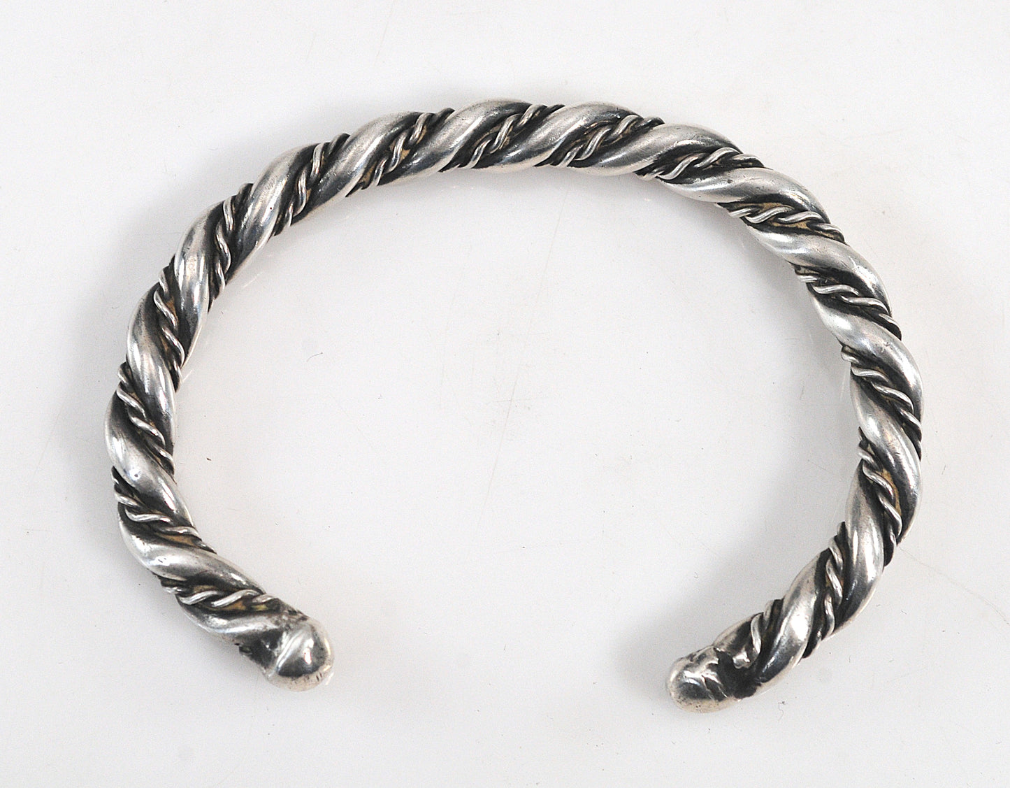 Vintage Navajo Sterling Silver Rope Twist Cuff Bracelet
