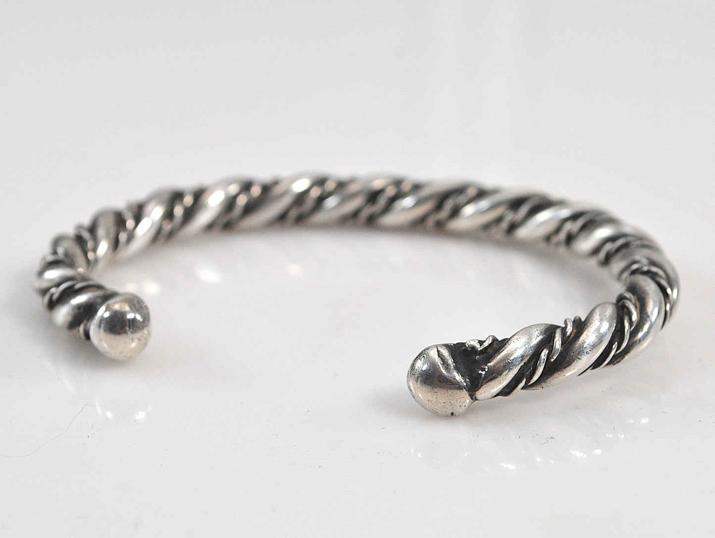Vintage Navajo Sterling Silver Rope Twist Cuff Bracelet