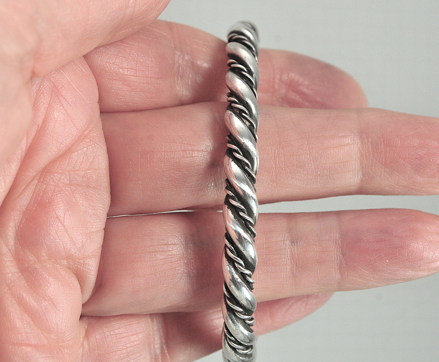 Vintage Navajo Sterling Silver Rope Twist Cuff Bracelet